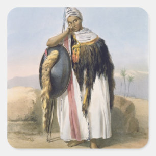 Adesivo Quadrado Guerreiro do Amhara, Etiópia, ilustração de '