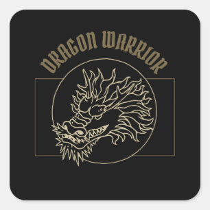 Adesivo Quadrado Guerreiro Dragão Vintage