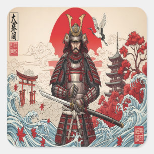 Adesivo Quadrado Guerreiro Samurai Japonês