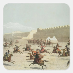 Adesivo Quadrado Guerreiros curdos e Tatar em Sadar Abbat, Arménia