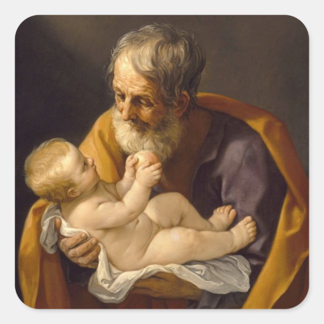 Adesivo Quadrado Guido Reni - Santo Joseph E O Filho Cristo (Frente)