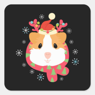Adesivo Quadrado Guiné Pig Christmas Reindeer