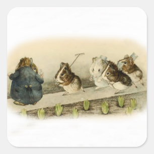 Adesivo Quadrado "Guiné Pig Garden" por Beatrix Potter