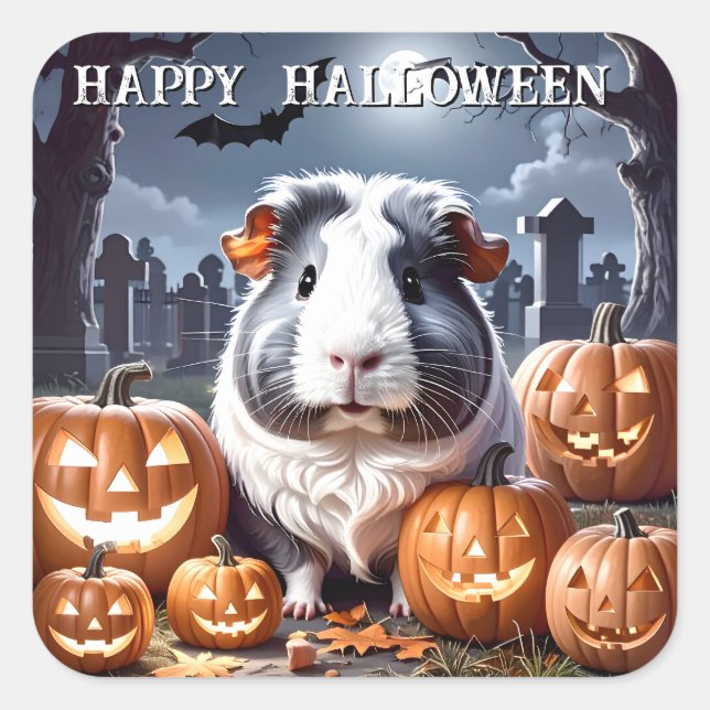Adesivo Quadrado Guiné Pig Halloween (Frente)
