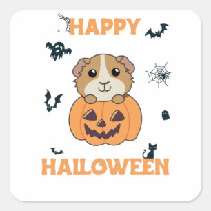 Adesivo Quadrado Guiné Pumpkin Doce Animais Feliz Dia das Bruxas