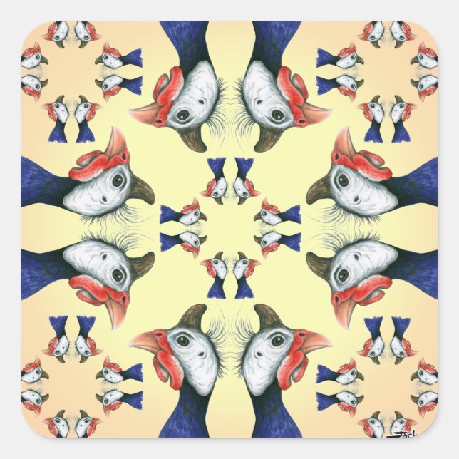 Adesivo Quadrado Guineas em todo lugar! (Frente)