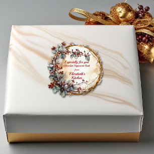 Adesivo Quadrado Guirlanda de Galhos de Natal com Folhas e Frutas V