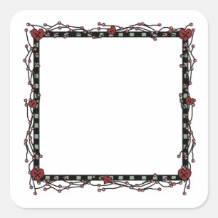 Adesivo Quadrado Guirlanda Quadrada Country Berries, Twigs & Hearts