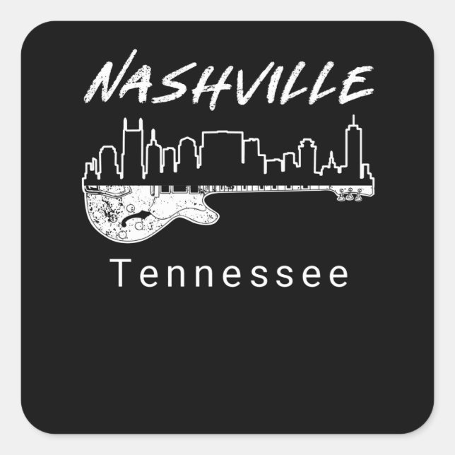 Adesivo Quadrado Guitar Country Music Souvenir Gift Nashville (Frente)