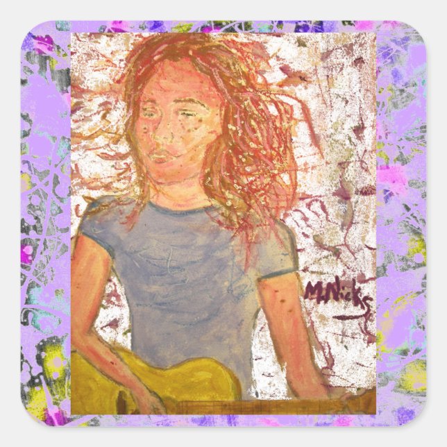 Adesivo Quadrado guitarra acústica e gotejamento (Frente)