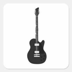 Adesivo Quadrado Guitarra de rock and Roll elétrica e acústica