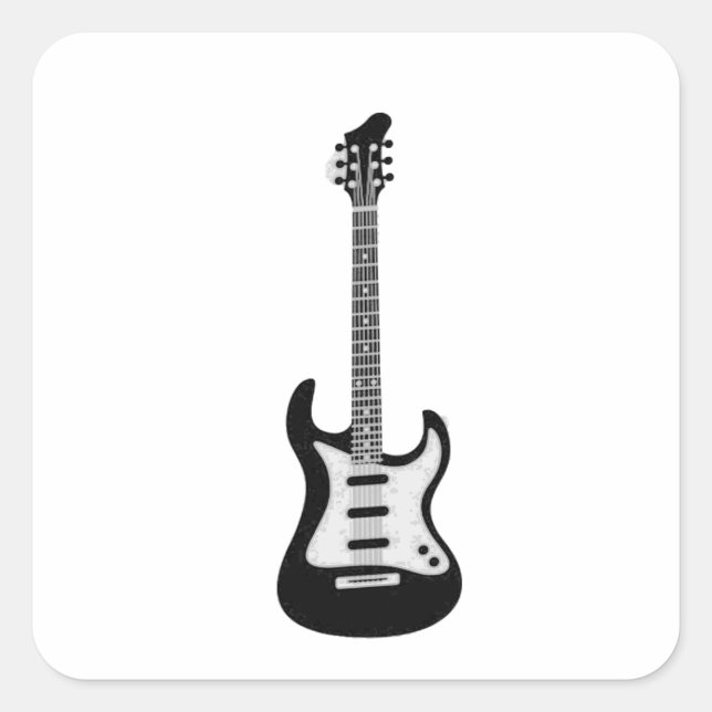 Adesivo Quadrado Guitarra de rock and Roll elétrica e acústica (Frente)