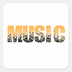Adesivo Quadrado Guitarra de rock and Roll elétrica e acústica