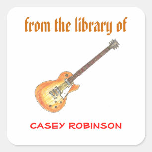 Adesivo Quadrado Guitarra legal bookplates personalizados