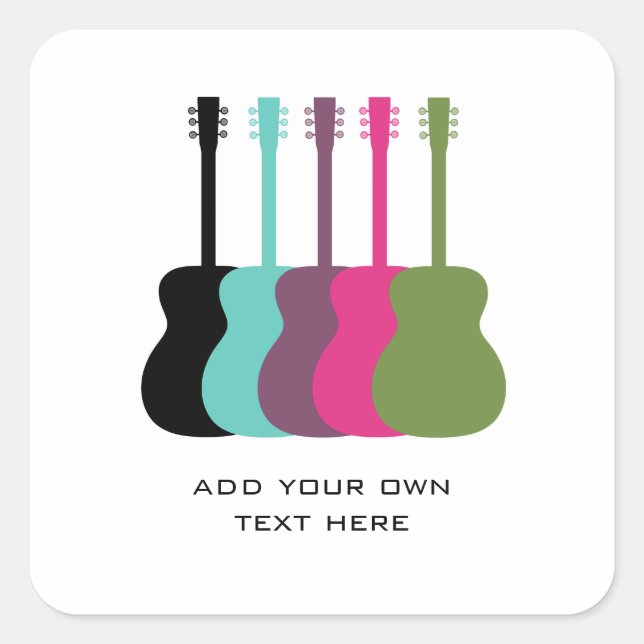 Adesivo Quadrado Guitarras com cores vibrantes (Frente)