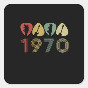 Adesivo Quadrado Guitarrista Guitarra Picada 1970 Aniversário Guita
