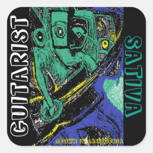ADESIVO QUADRADO GUITARRISTA KUSH
