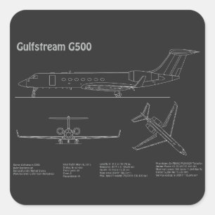 Adesivo Quadrado Gulfstream G500 - Planos de avião para projeto PD