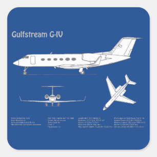Adesivo Quadrado Gulfstream G-IV - Planos de Impressão Bluetooth de