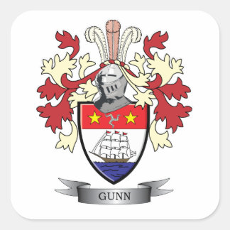 Adesivo Quadrado Gunn Family Crest Casaco de Armas