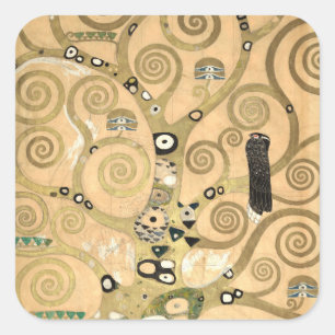 Adesivo Quadrado Gustav Klimt - A Árvore da Vida, Friso Stoclet