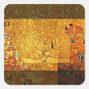 Adesivo Quadrado Gustav Klimt Árvore da Vida: Art Nouveau Simbolist