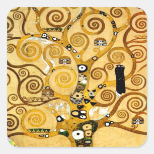 Adesivo Quadrado Gustav Klimt Árvore da Vida: Art Nouveau Simbolist