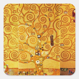 Adesivo Quadrado Gustav Klimt Árvore da Vida: Art Nouveau Simbolist