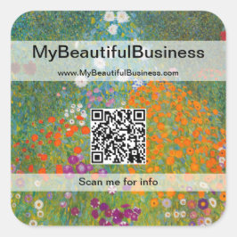 Adesivo Quadrado Gustav Klimt - Código QR do Jardim Flor