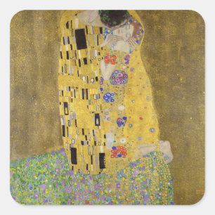 Adesivo Quadrado Gustav Klimt é a pintura de beijo