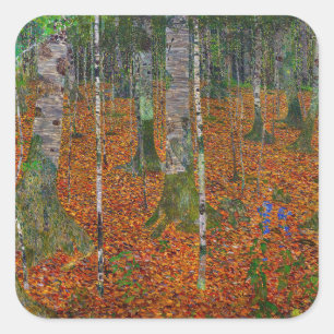 Adesivo Quadrado Gustav Klimt - Floresta de Bétulas
