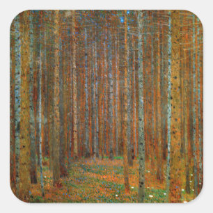Adesivo Quadrado Gustav Klimt - Floresta de Pinheiros Tannenwald