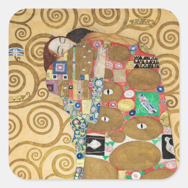 Adesivo Quadrado Gustav Klimt - Fulfillment, Stoclet Frieze (Frente)