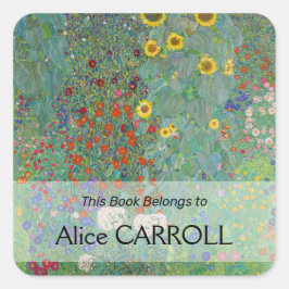 Adesivo Quadrado Gustav Klimt - Jardim do País com Girassóis