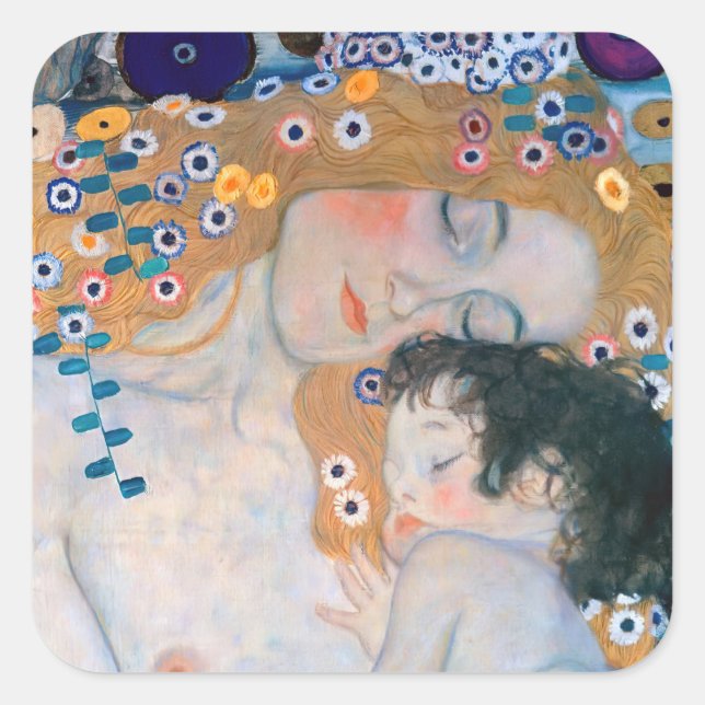 Adesivo Quadrado Gustav Klimt - Mãe e Filho (Frente)