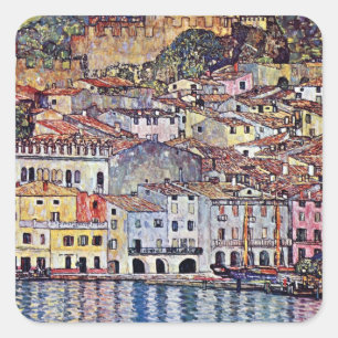 Adesivo Quadrado Gustav Klimt - Malcesine no Lago de Garda Itália