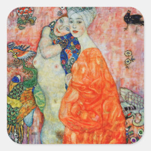 Adesivo Quadrado Gustav Klimt - Mulheres Amigas