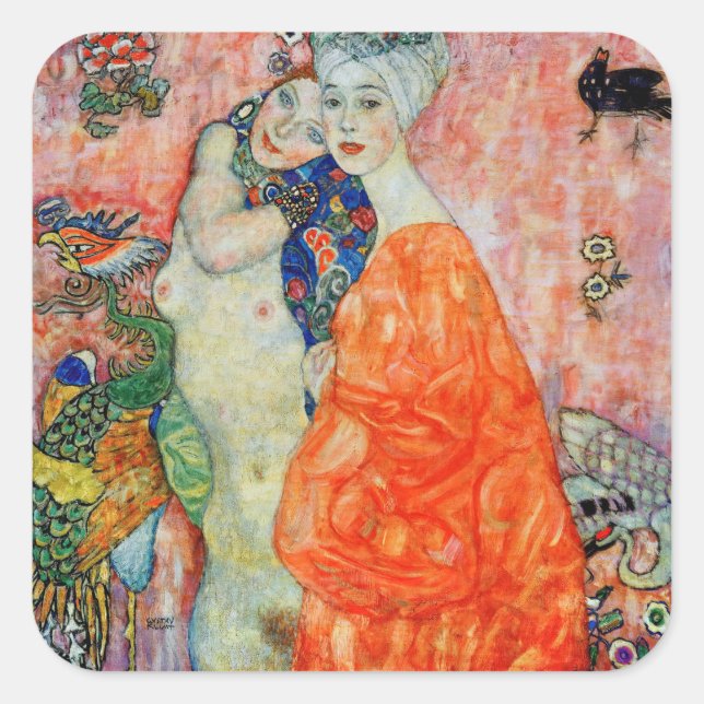 Adesivo Quadrado Gustav Klimt - Mulheres Amigas (Frente)