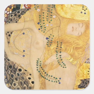 Adesivo Quadrado Gustav Klimt - Serpentes de Água I