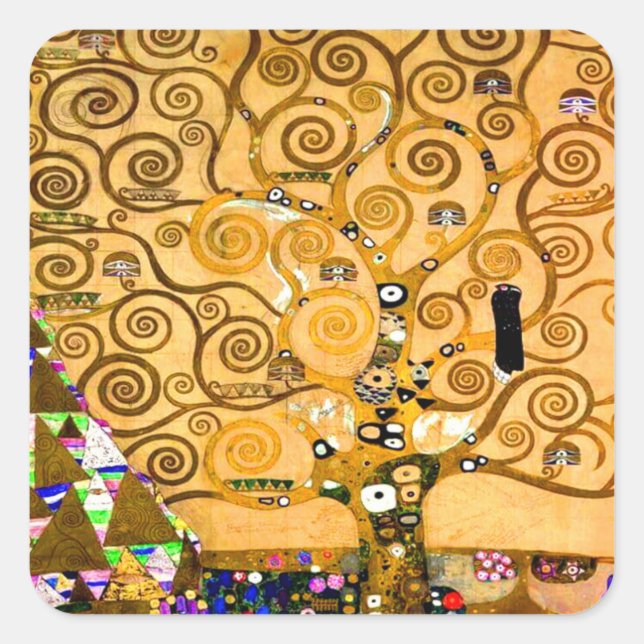 Adesivo Quadrado Gustav Klimt Tree of Life (Frente)