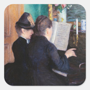 Adesivo Quadrado Gustave Caillebotte - A lição do Piano