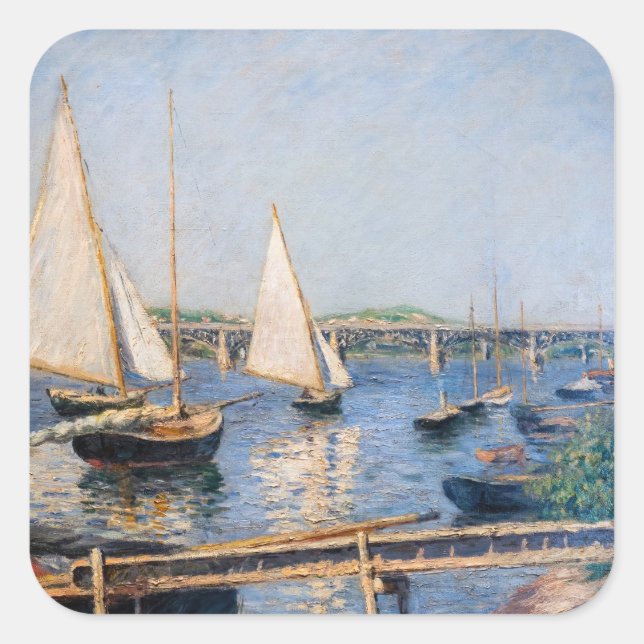 Adesivo Quadrado Gustave Caillebotte - Barcos à vela em Argenteuil (Frente)
