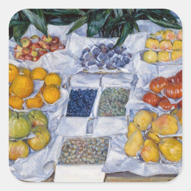 Adesivo Quadrado Gustave Caillebotte - Fruta exibida em um suporte (Frente)