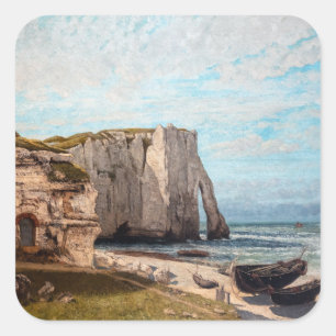 Adesivo Quadrado Gustave Courbet - Cliff no Etretat após a tempesta