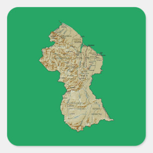 Adesivo Quadrado Guyana Map Sticker