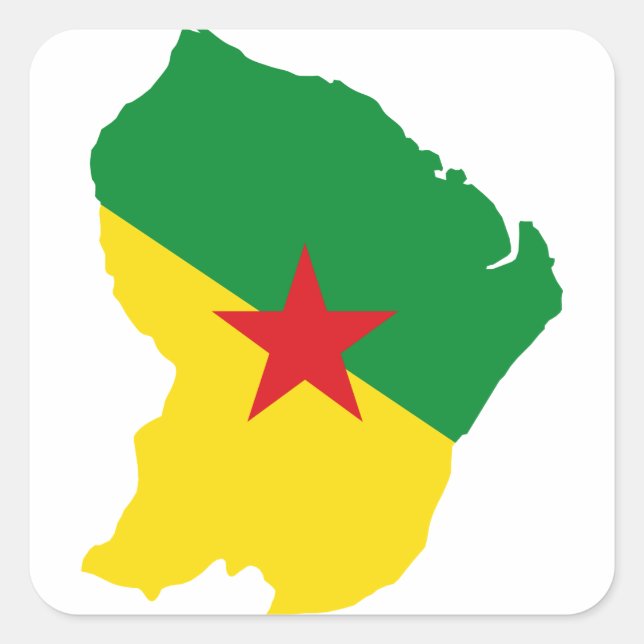 Adesivo Quadrado Guyane Flag Map GF (Frente)