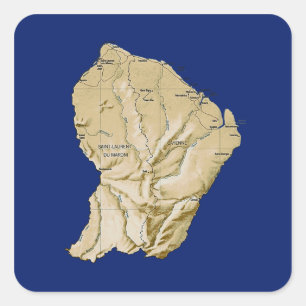 Adesivo Quadrado Guyane Map Sticker