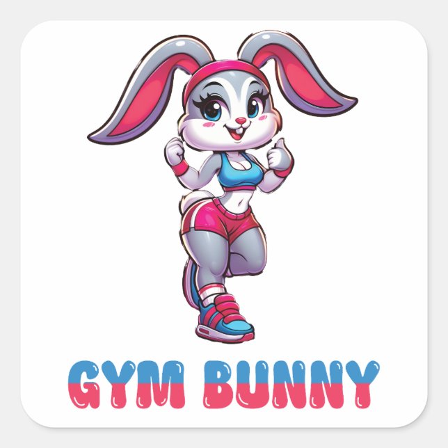 Adesivo Quadrado Gym Bunny (Frente)