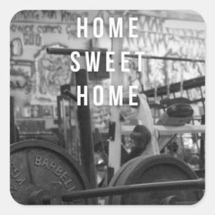 Adesivo Quadrado Gym - Home Sweet Home - Barbell - Workout