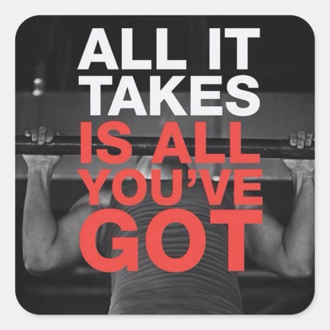 Adesivo Quadrado Gym Malhação Motivativo (Frente)